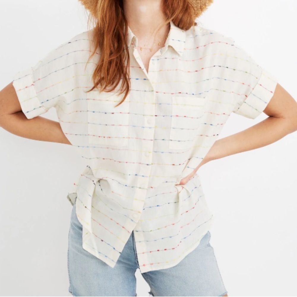 Madewell Courier Shirt in Flecked Rainbow Stripe